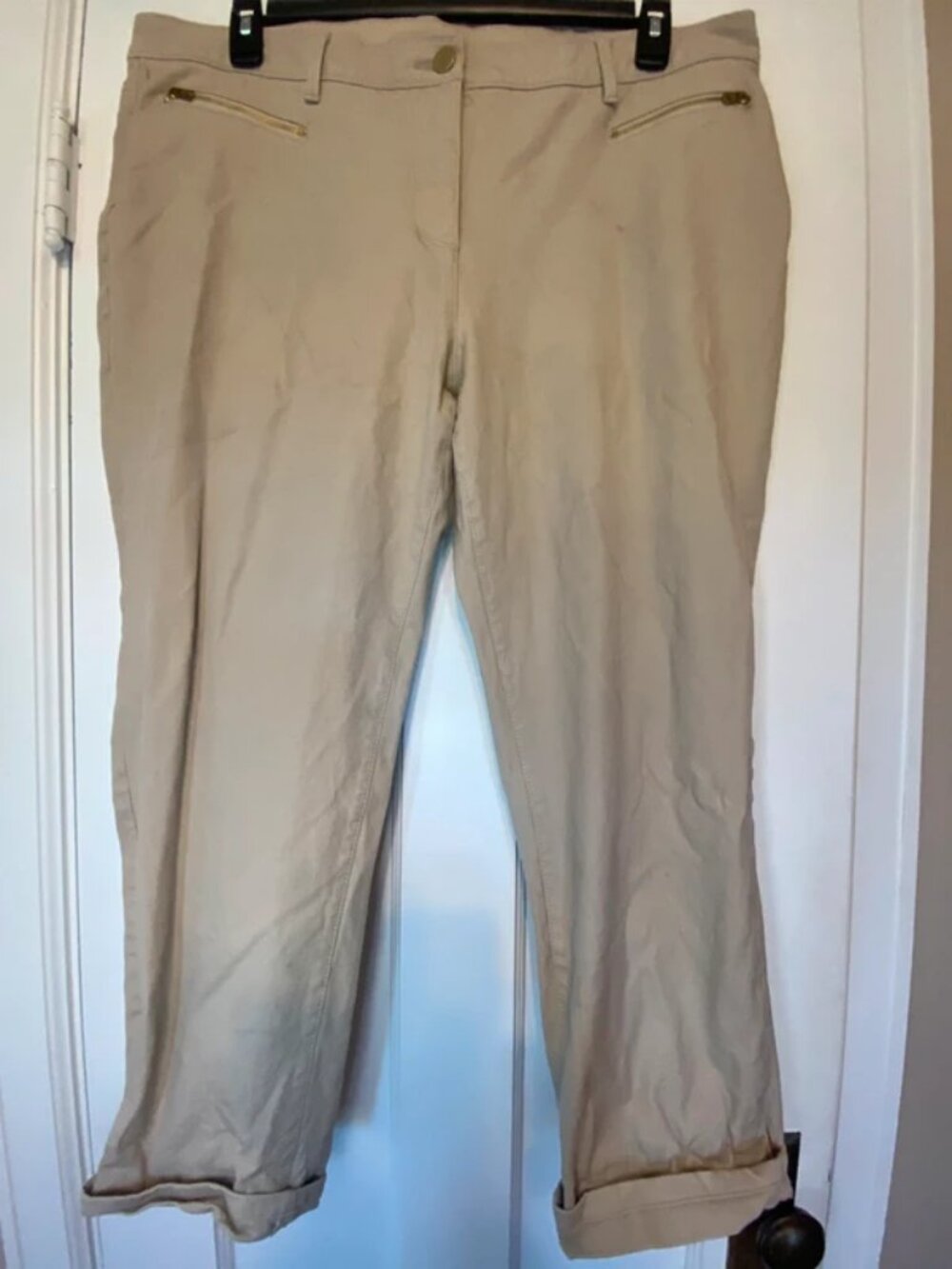 Womens so slimming chicos plus-size 18 beige khaki cropped pants